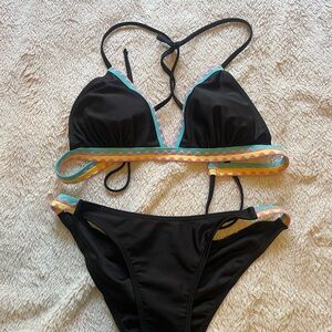 Women’s black and multi colored bikini